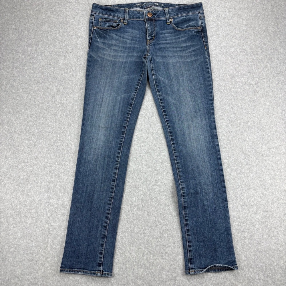 American Eagle Jeans Womens 10 Blue Stretch Denim Y2K Indie Sleek Whiskering